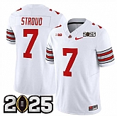 Men's Ohio State Buckeyes #7 C.J. Stroud White 2025 CFP Final Patch F.U.S.E. Vapor Limited Stitched Football Jersey,baseball caps,new era cap wholesale,wholesale hats